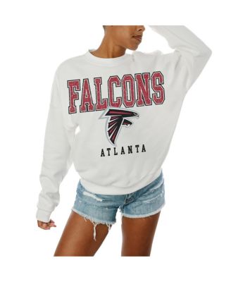 Gameday Couture - Women's  White Atlanta Falcons Sunday Drives Oversized Crewneck Pullover Sweatshirt