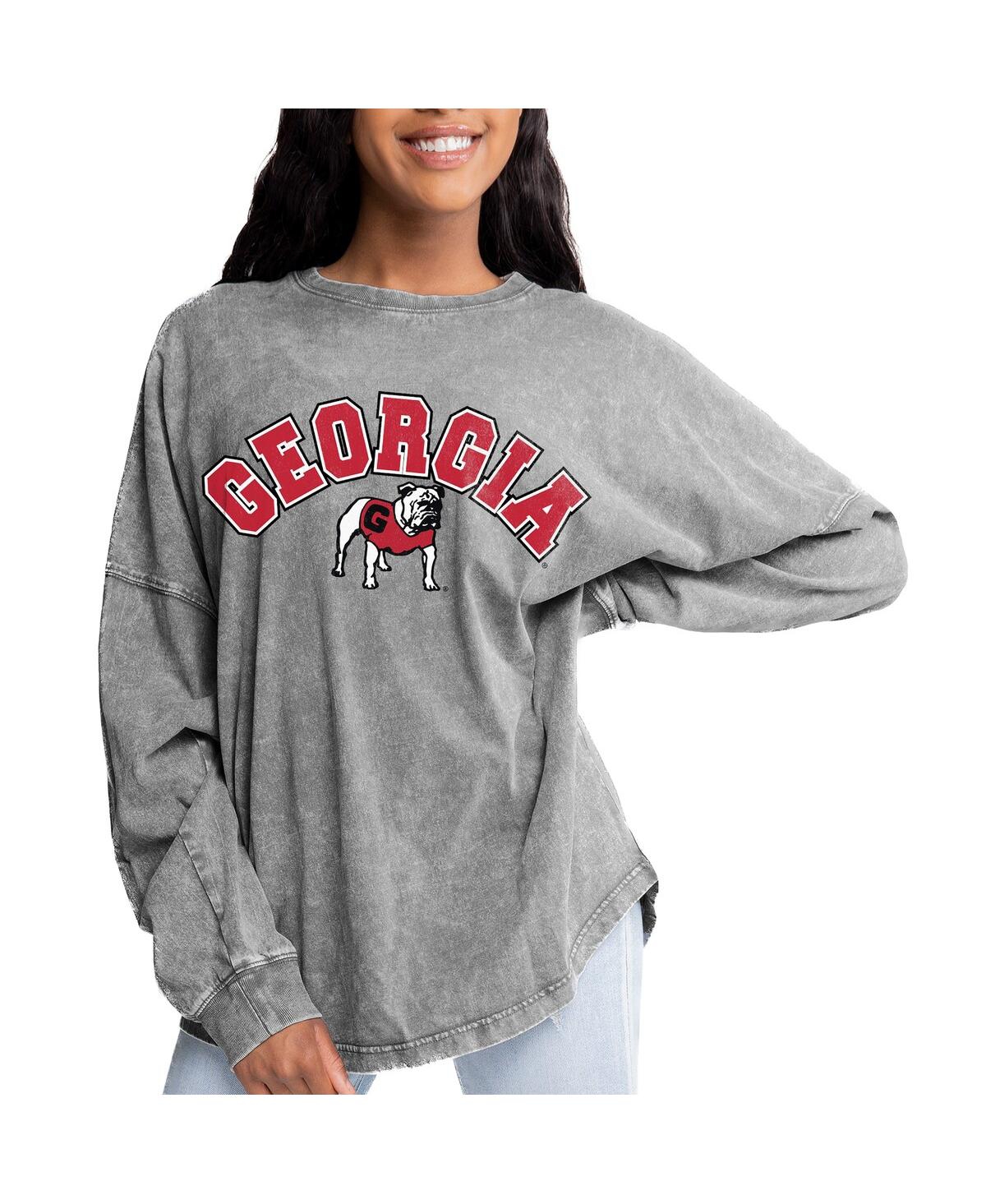 Shop Gameday Couture Gray Women's Georgia Bulldogs Faded Wash Pullover Sweatshirt