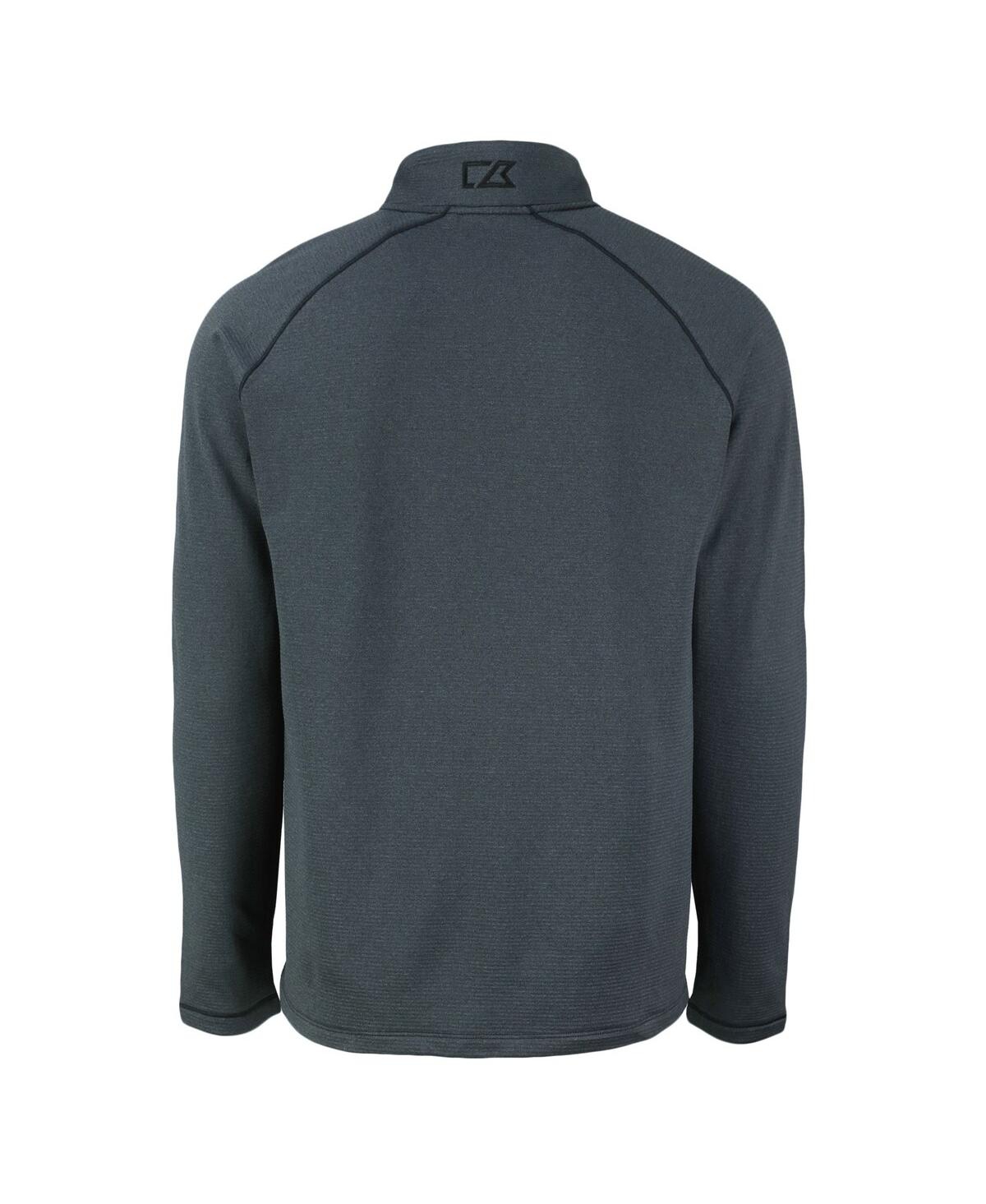 Cutter & Buck Men's Heather Black Philadelphia Eagles Peshastin Eco Fleece Tri-blend Raglan Quarter-zip Jacket In Heather Black