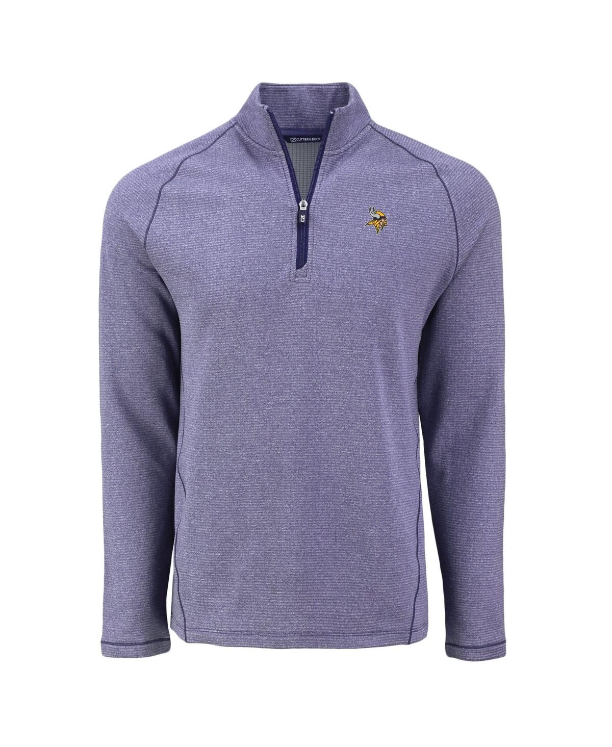Cutter & Buck Men's Heather Purple Minnesota Vikings Peshastin Eco Fleece Tri-blend Raglan Quarter-zip Jacket In Heather Purple