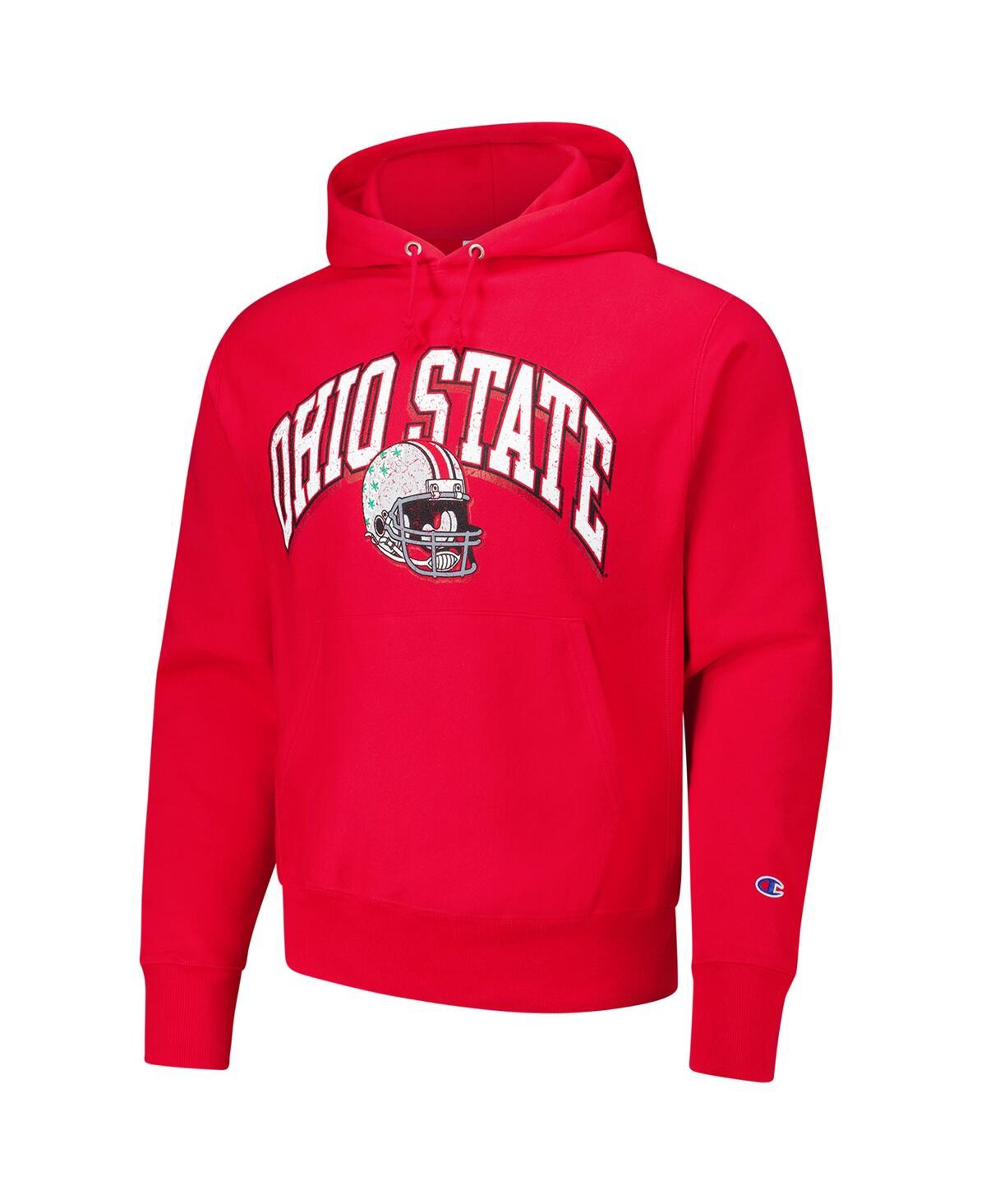 Champion Men's Scarlet Ohio State Buckeyes Vault Late Night Reverse Weave Pullover Hoodie In Scarlet