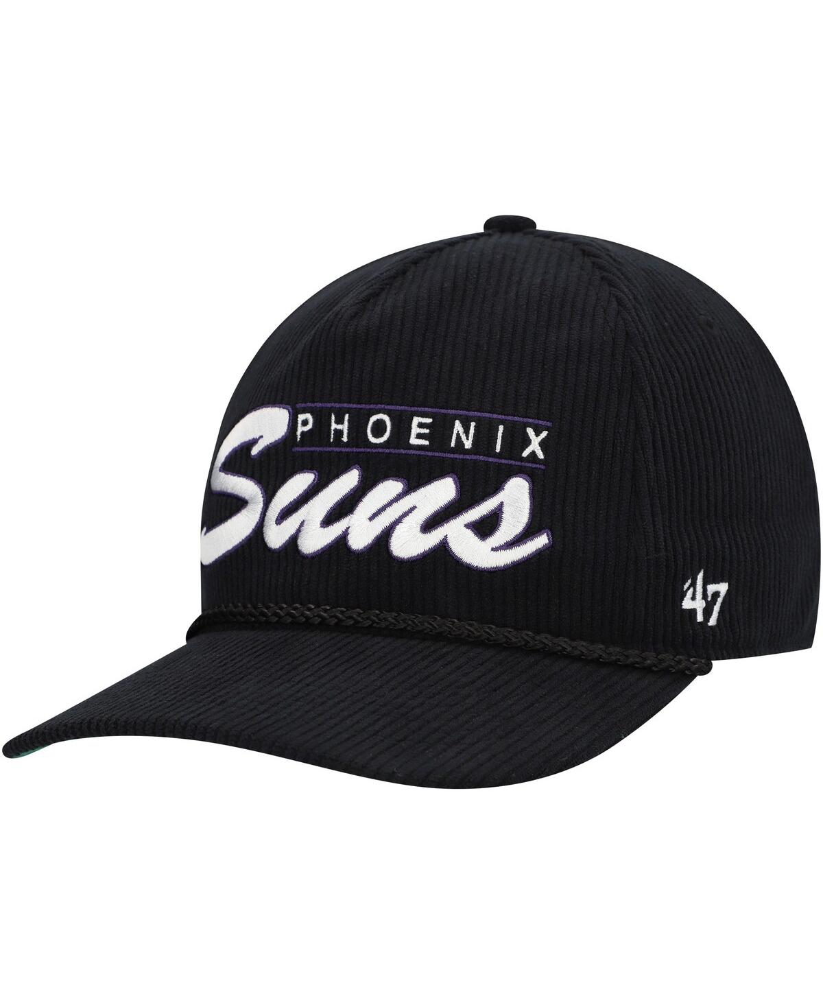 47 Brand Men's Black Phoenix Suns Double Header Sidepatch Cord Hitch Adjustable Hat In Black