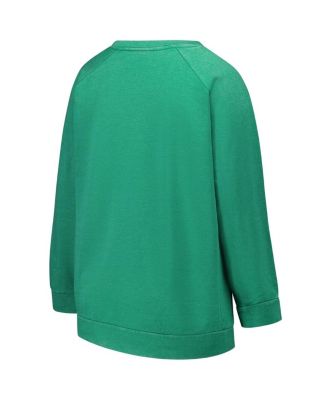 Women's Kelly Green Philadelphia Eagles Acid Wash Raglan Pullover Sweatshirt