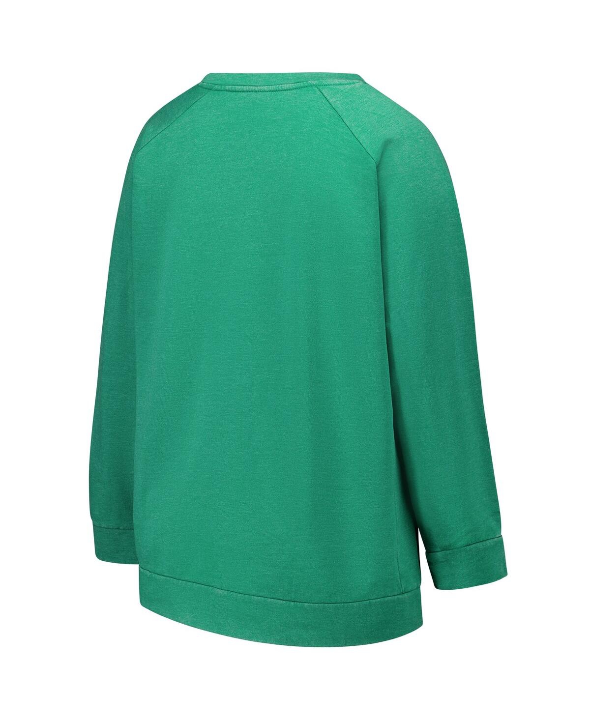 Profile Women's Kelly Green Philadelphia Eagles Acid Wash Raglan Pullover Sweatshirt In Green