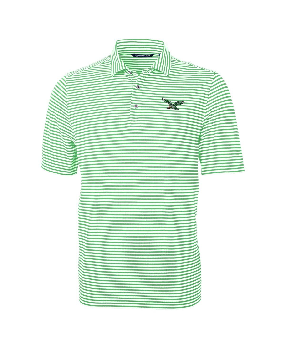Cutter & Buck Men's Kelly Green Philadelphia Eagles Virtue Eco Pique Stripe Polo In Green