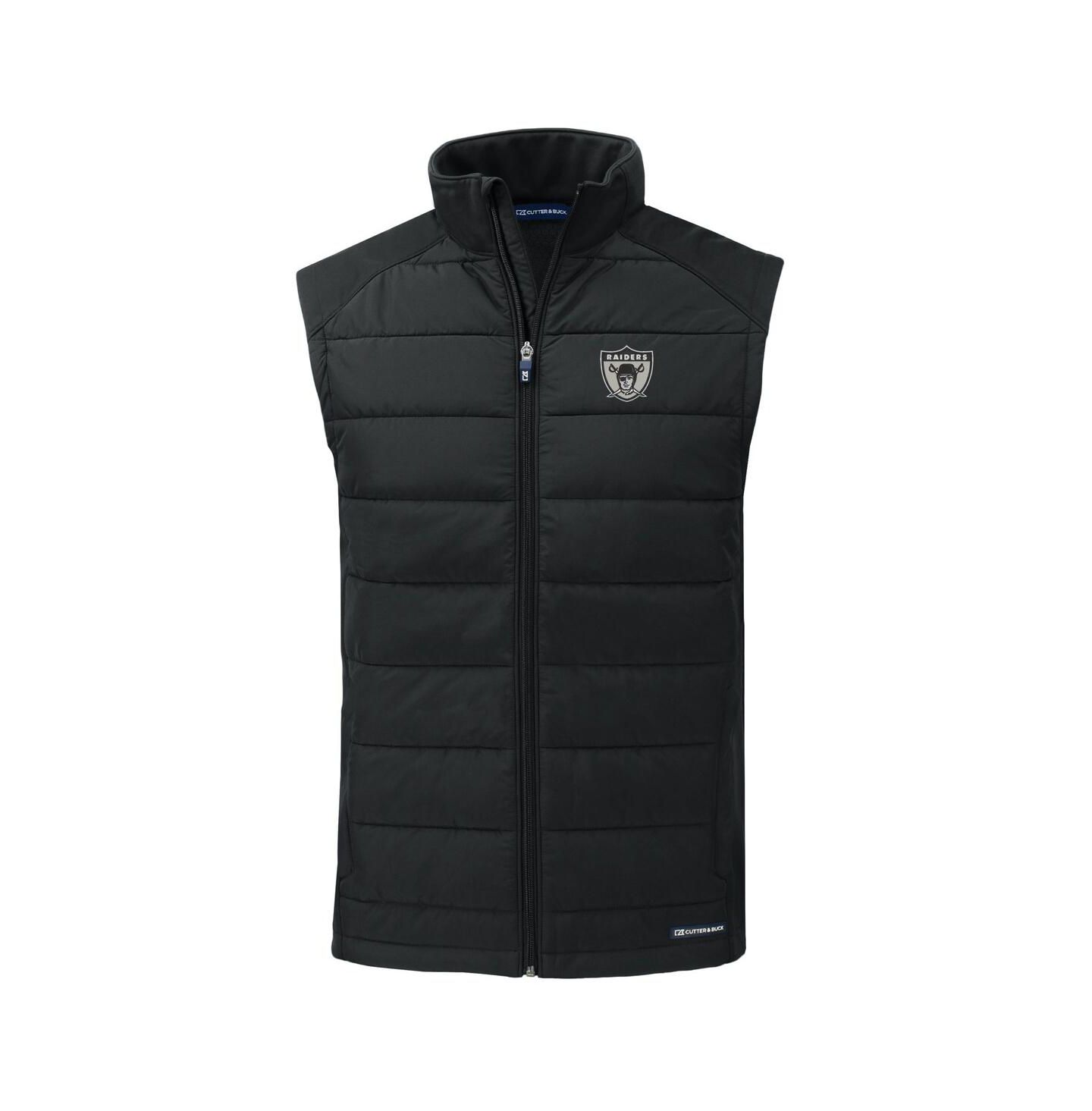 Мужской жилет Cutter & Buck Black Las Vegas Raiders Throwback Evoke Hybrid Eco Softshell Full-Zip Vest — фото 3