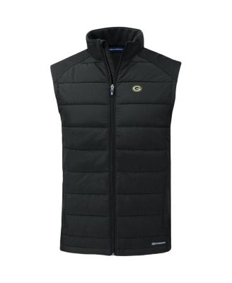 Men's Black Green Bay Packers Primary Mark Evoke PrimaLoft Hybrid Eco Softshell Full-Zip Vest