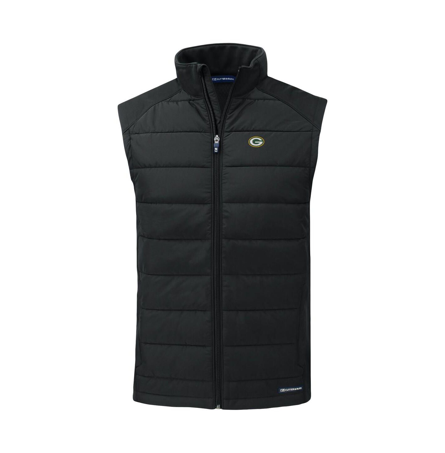 Мужской жилет Cutter & Buck Black Green Bay Packers Primary Mark Evoke PrimaLoft Hybrid Eco Softshell Full-Zip Vest — фото 2