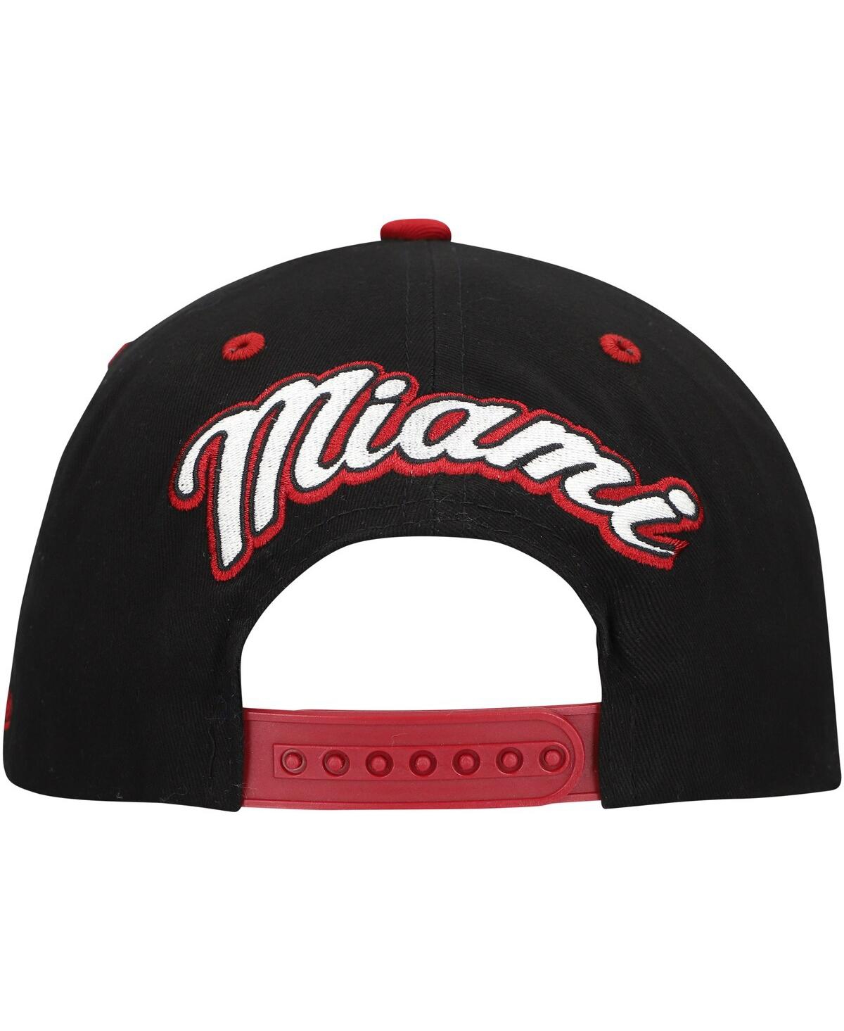 Mitchell & Ness Men's Black/red Miami Heat Backside Script Two-tone Pro Crown Adjustable Hat In Black,red