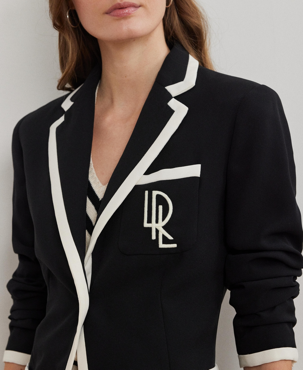 RALPH LAUREN WOMEN'S TWO-TONE GEORGETTE BLAZER 