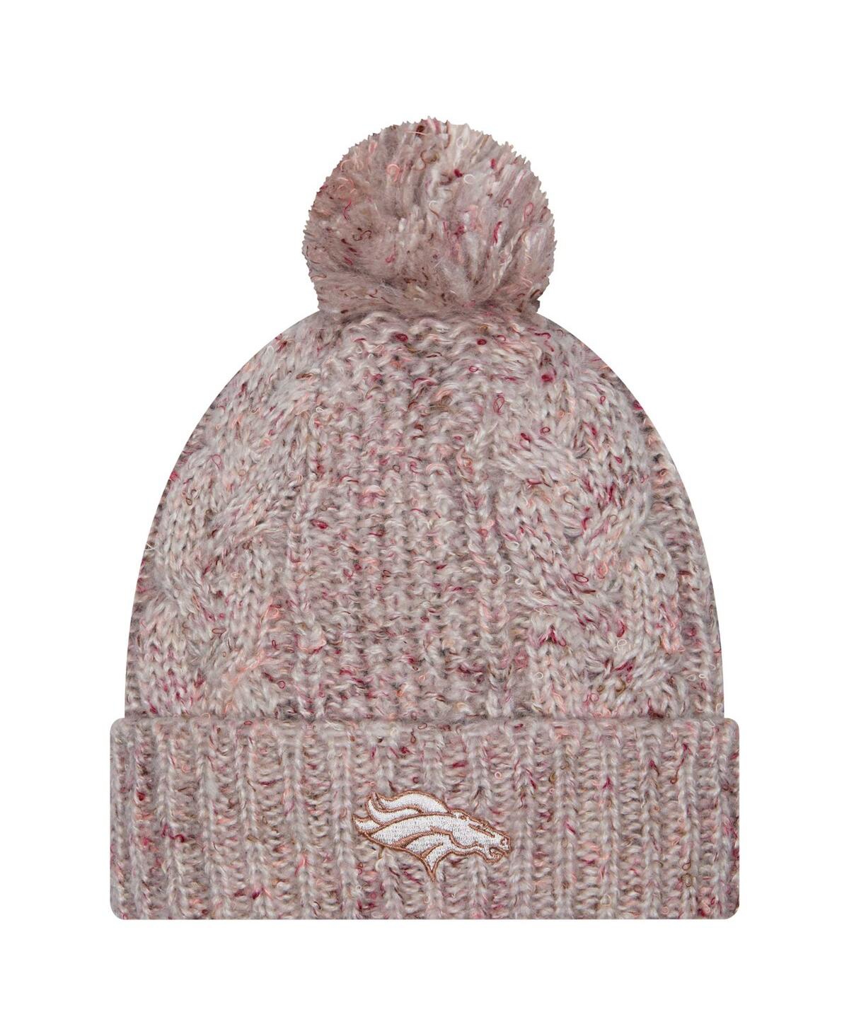 New Era Women's Stone Denver Broncos Trendy Tone Cuffed Knit Hat With Pom
