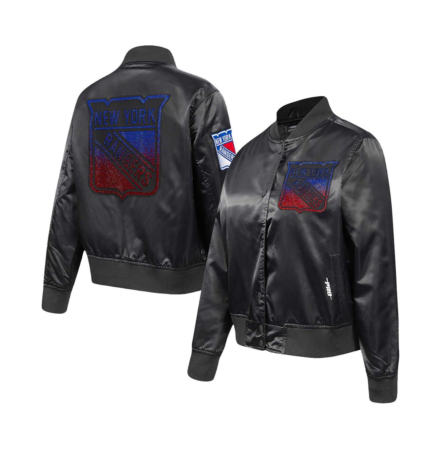 Женская куртка Pro Standard Black New York Rangers Rhinestone Jewels Satin Full-Snap — фото 1