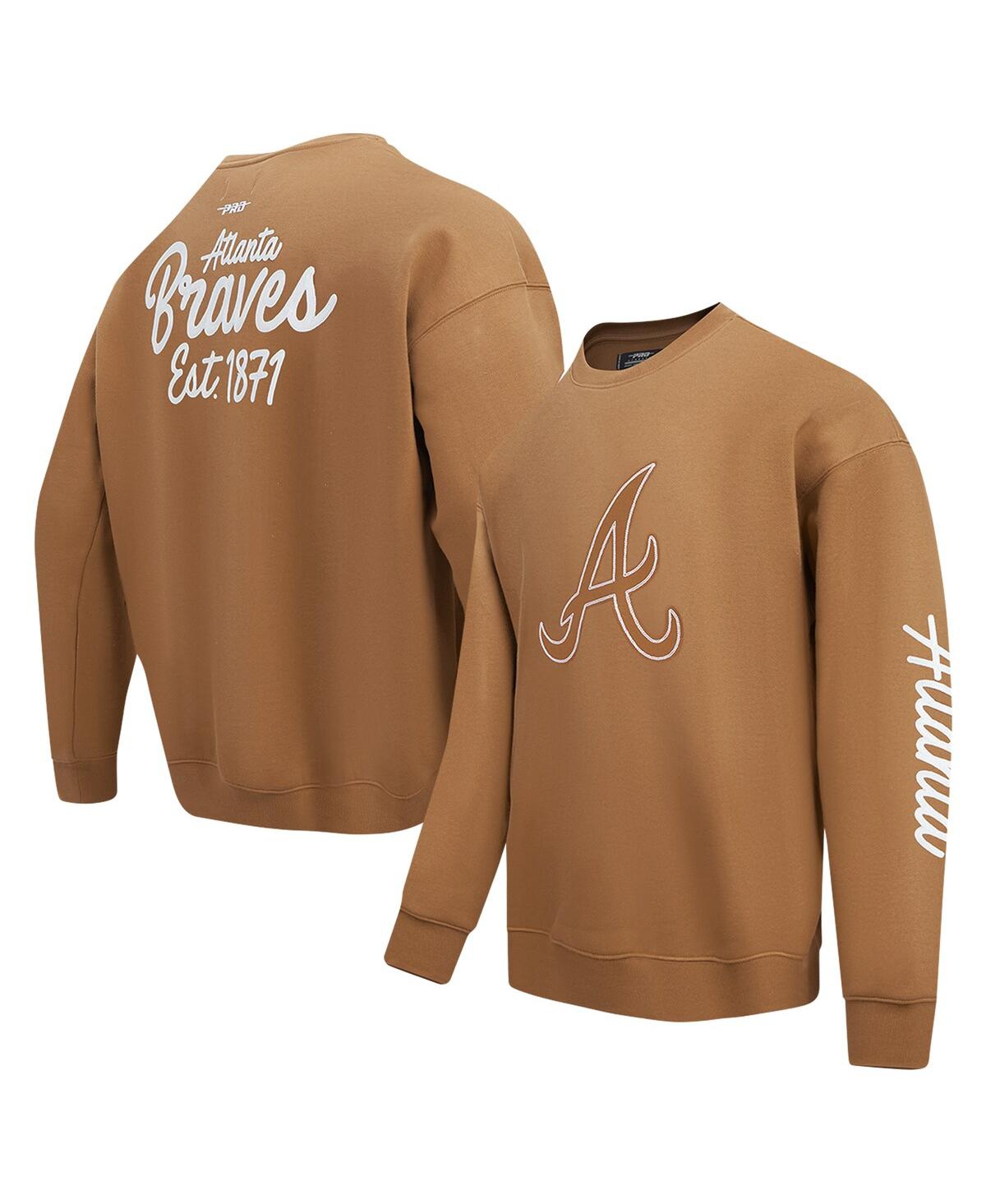 Shop Pro Standard Men's Brown Atlanta Braves Paint The City Dropped Shoulder Pullover Sweatshirt