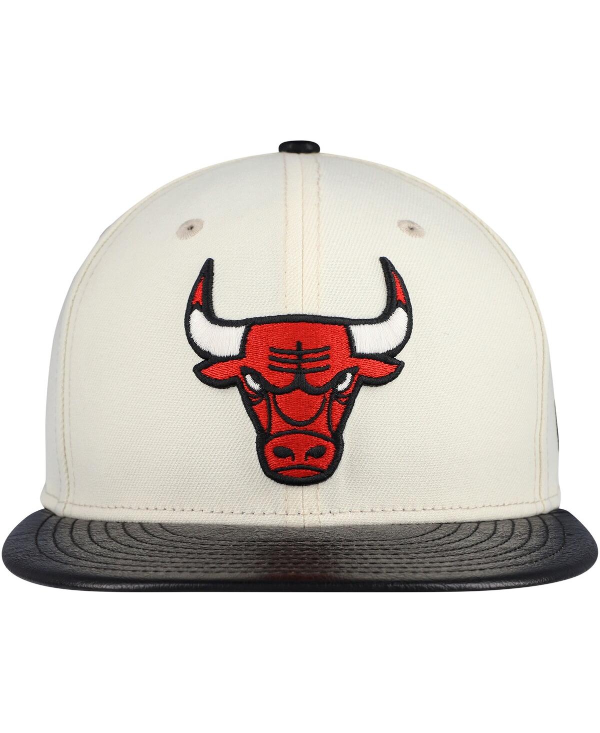 NEW ERA MEN'S CREAM/BLACK CHICAGO BULLS VISOR TWO-TONE 59FIFTY FITTED HAT