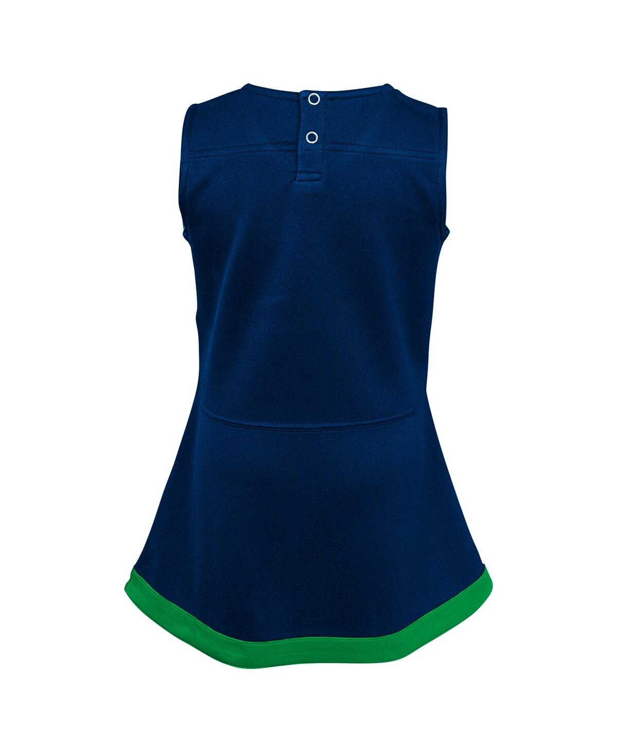 Outerstuff Girls Preschool Navy Notre Dame Fighting Irish Two-piece Cheer Captain Jumper Dress Bloomers Set In Green