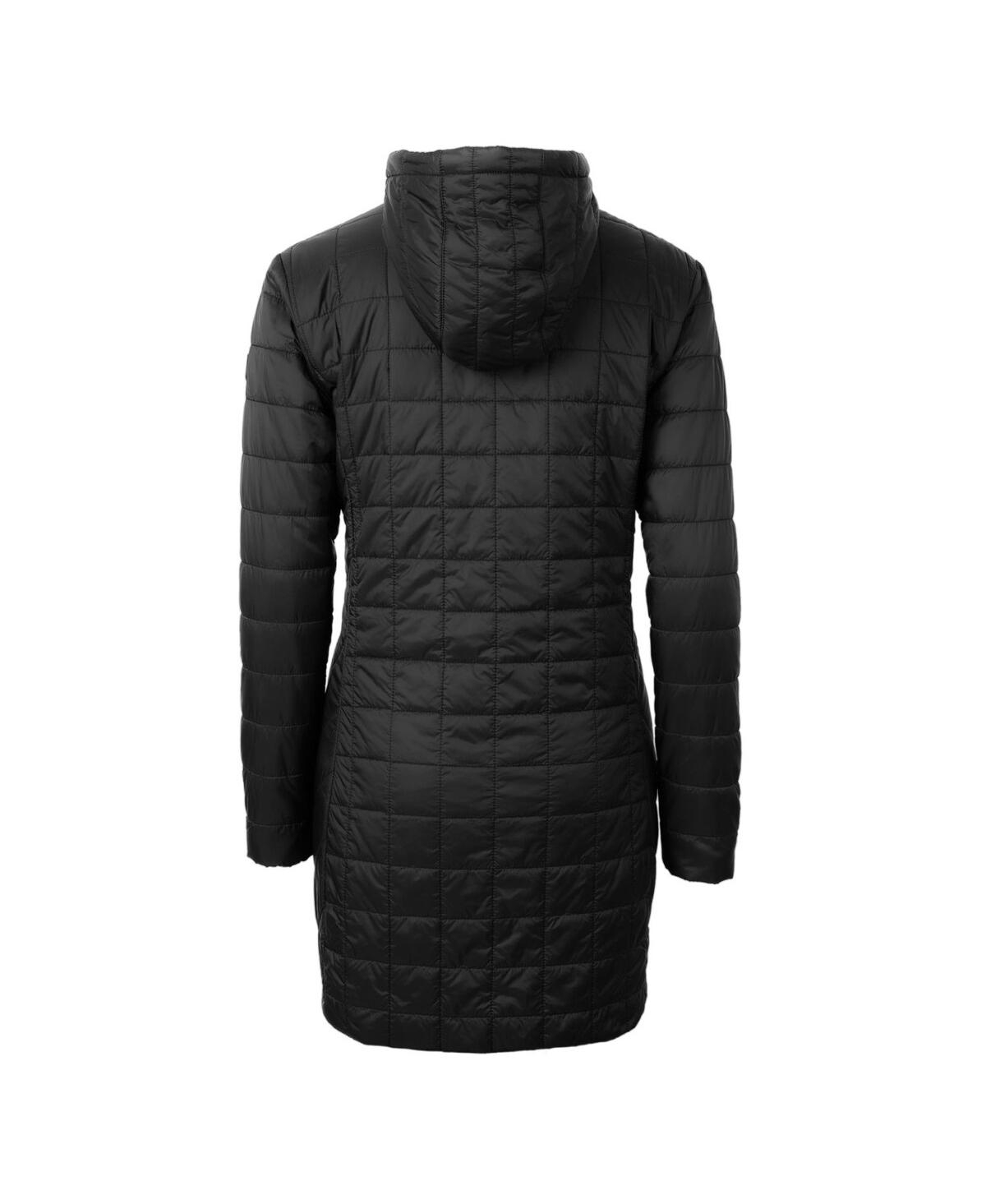 CUTTER & BUCK WOMEN'S BLACK PROVIDENCE FRIARS RAINIER PRIMALOFT HOODED LONG COAT 