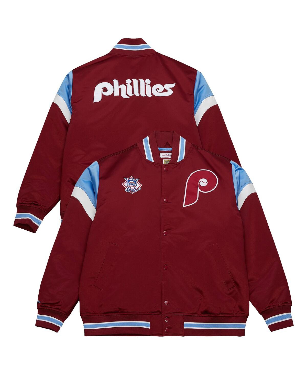 Mitchell & Ness Men's Burgundy Philadelphia Phillies Heavyweight Button Front Satin Full-snap Jacket In Burgundy