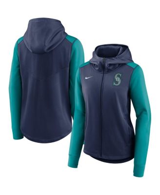 Nike - Women's Navy/Aqua Seattle Mariners Authentic Collection Baseball Performance Full-Zip Hoodie