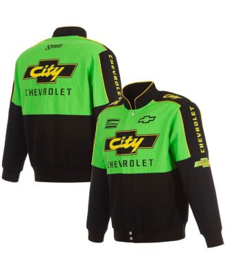 JH Design - Men's Black/Green NASCAR City Chevrolet Legend Full-Snap Twill Uniform Jacket