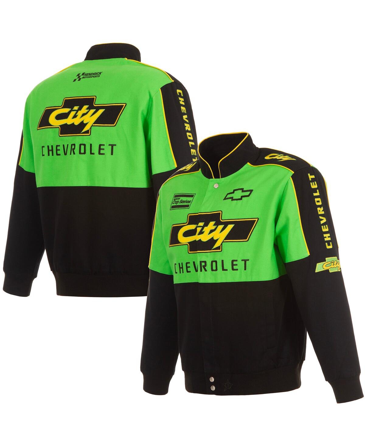 Men's Black/Green Nascar City Chevrolet Legend Full-Snap Twill Uniform Jacket - Black, Green