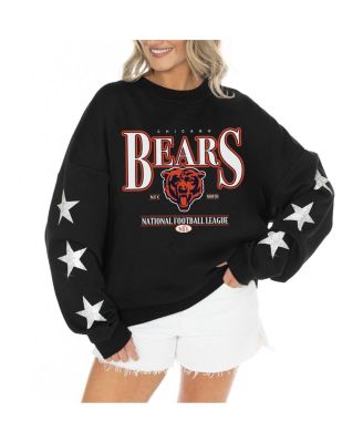 Gameday Couture - Women's  Black Chicago Bears Rhinestone Star Sleeve Settle the Score Tri-Blend Pullover