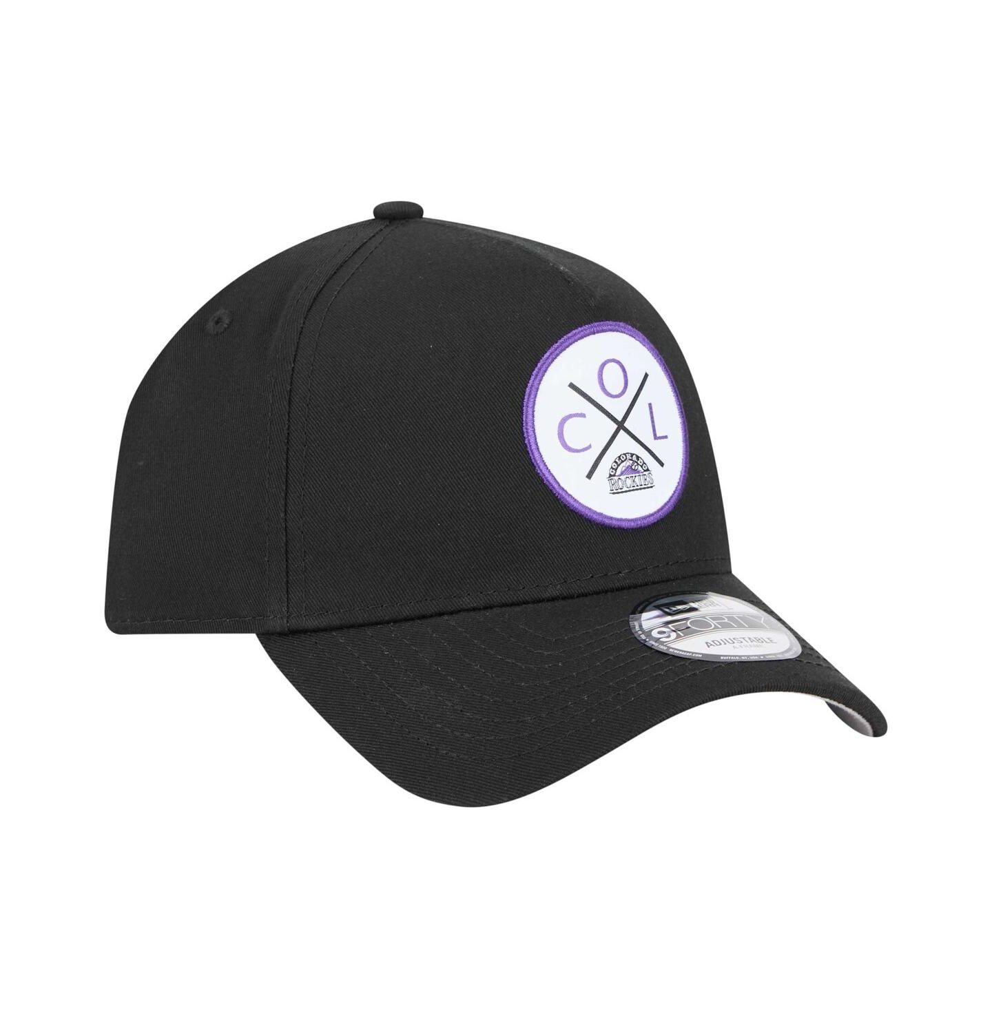Мужская кепка New Era Black Colorado Rockies 9FORTY A-Frame Adjustable Hat — фото 4