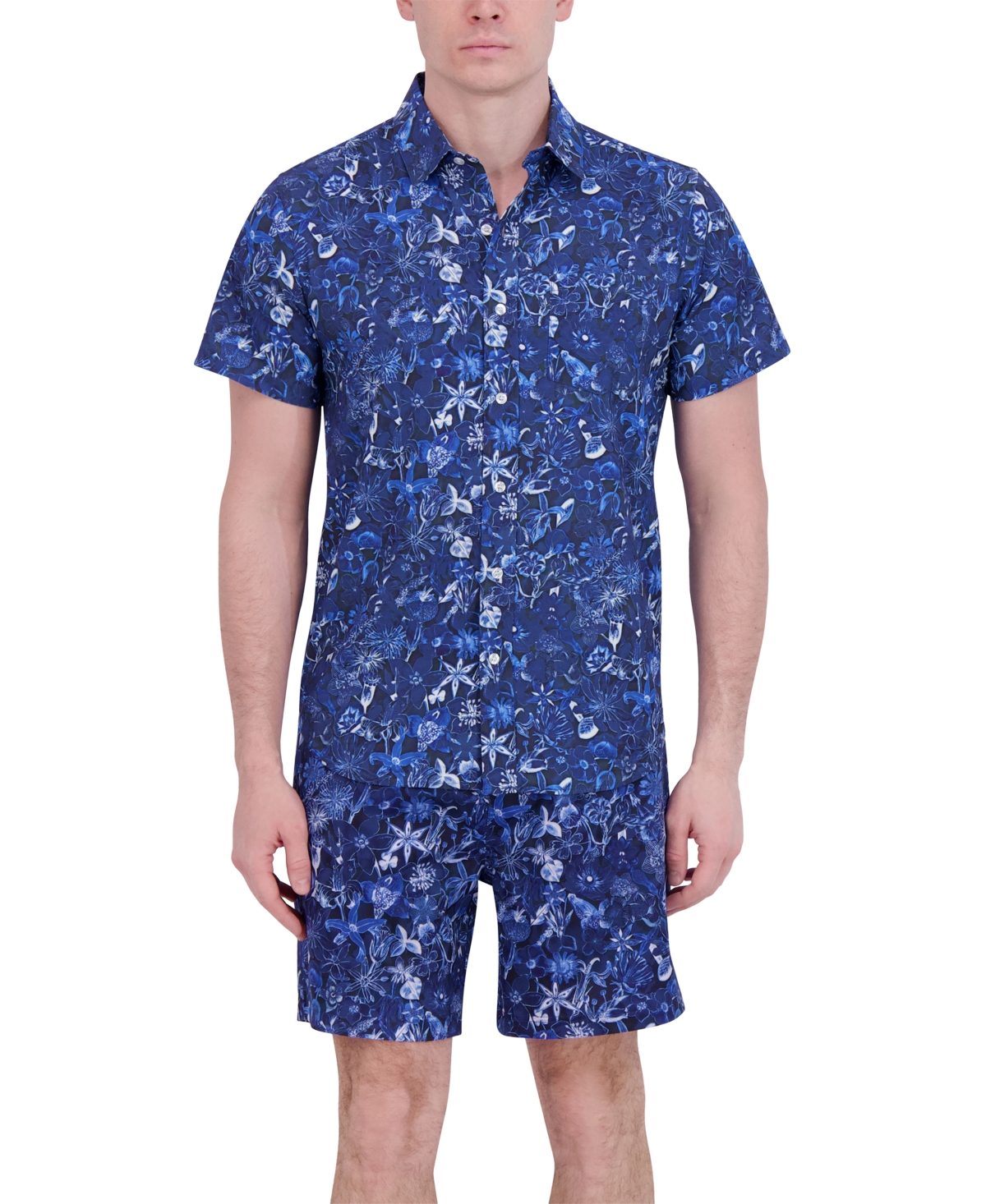 Robert Graham Men's Drew Floral Print Drawstring 7" Swim Trunks In Garden Blue