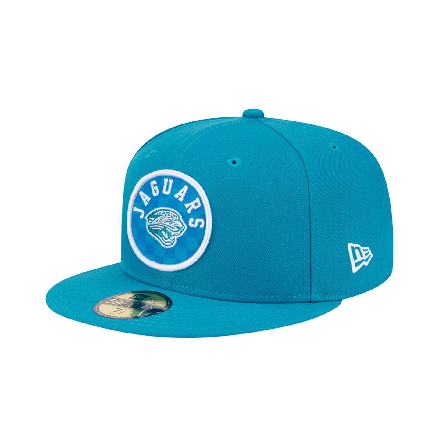 Мужская кепка New Era Teal Jacksonville Jaguars Checkered 59FIFTY Fitted Hat — фото 1