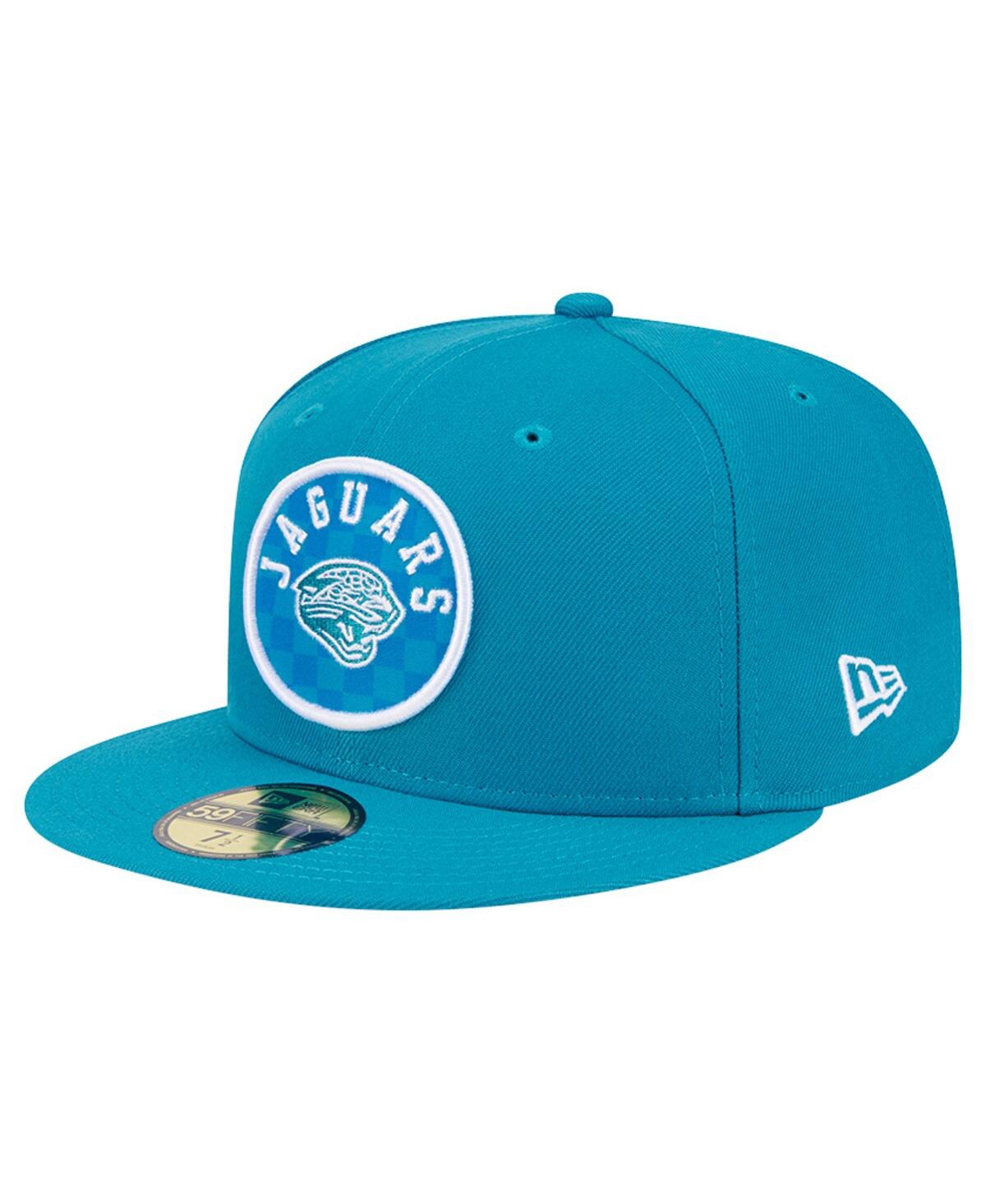 Shop New Era Men's Teal Jacksonville Jaguars Checkered 59fifty Fitted Hat