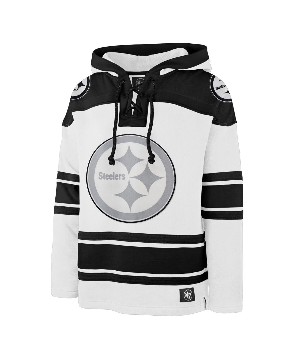 Shop 47 Brand Men's White Pittsburgh Steelers After Image Superior Lacer Pullover Hoodie