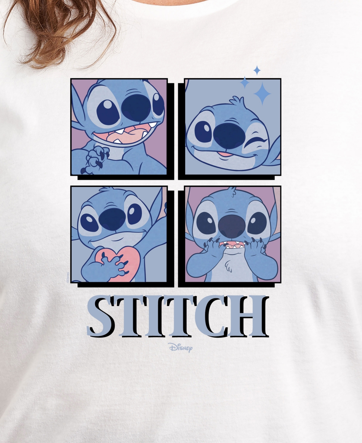 Hybrid Apparel Trendy Plus Size Lilo And Stitch Core Graphic Crew Neck T-shirt In White