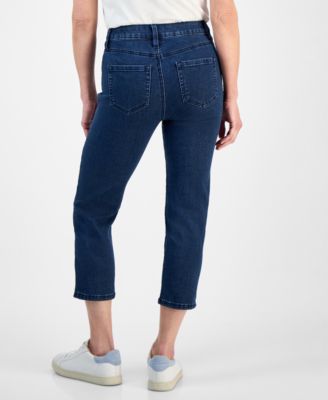 Petite High-Rise Cropped Straight-Leg Jeans, Exclusively at Macy's