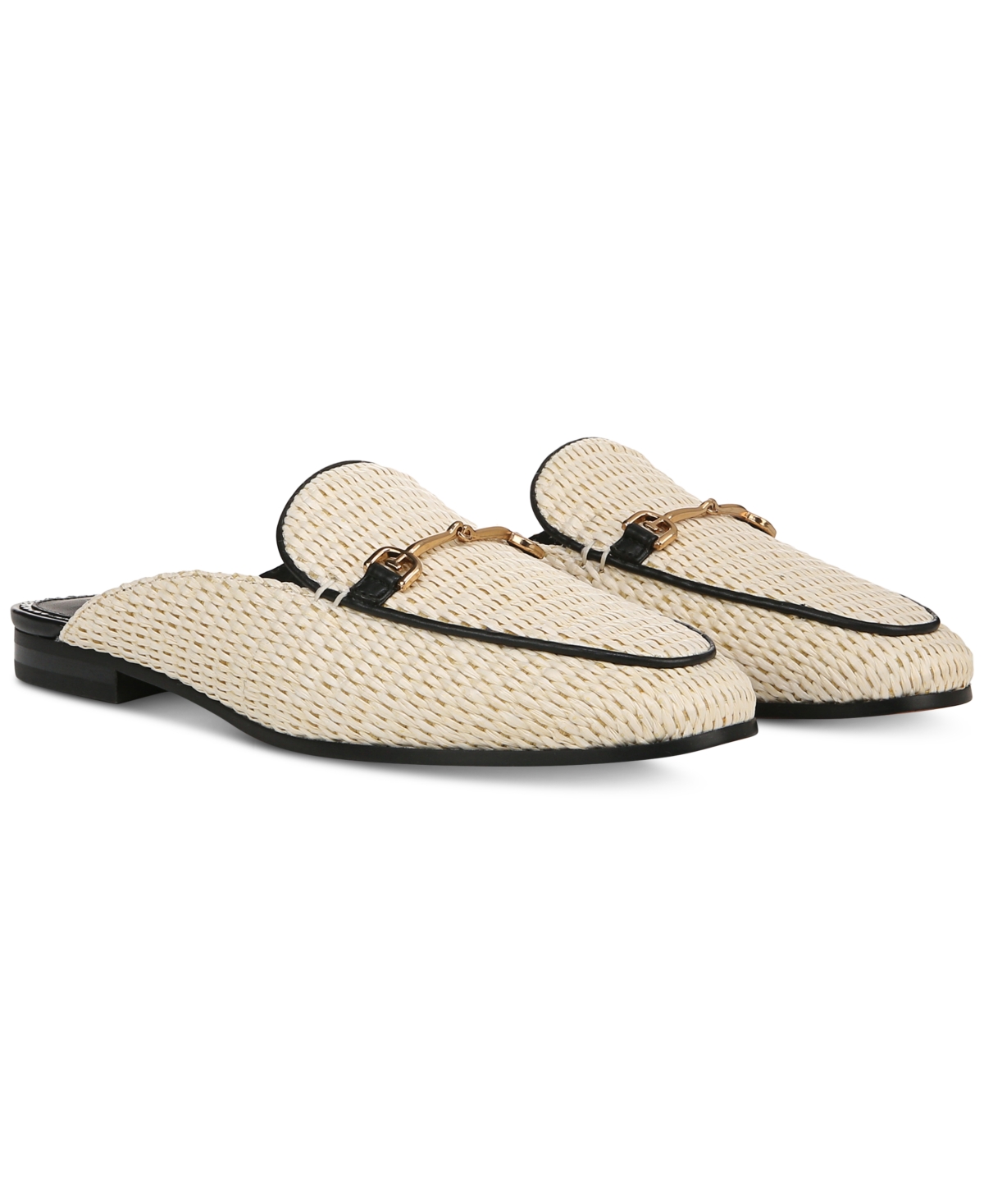 Shop Sam Edelman Women's Linnie Tailored Mules In Linen Faux Raffia