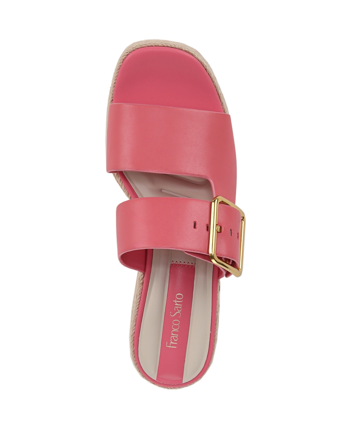 Franco Sarto Women's Taziana Open Square Toe Espadrille Slide Platform Sandals In Strawberry Pink Leather