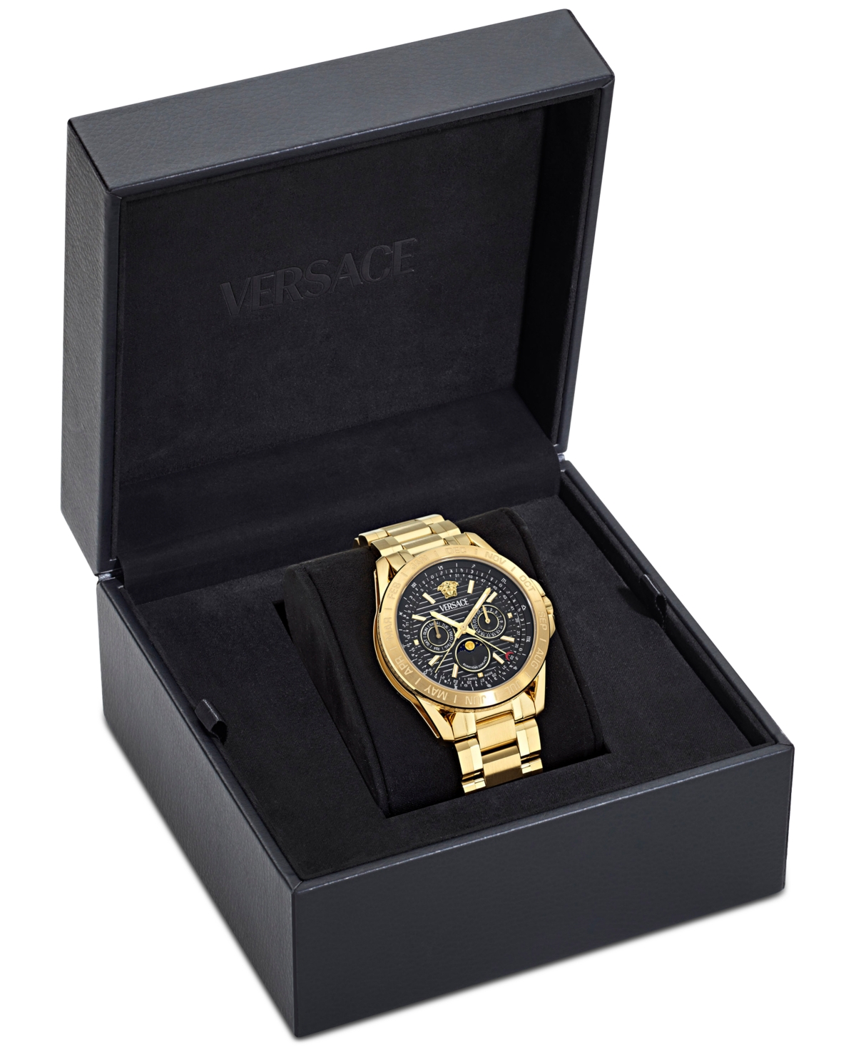 Versace V-galaxy Moonphase Bracelet Watch In Gold