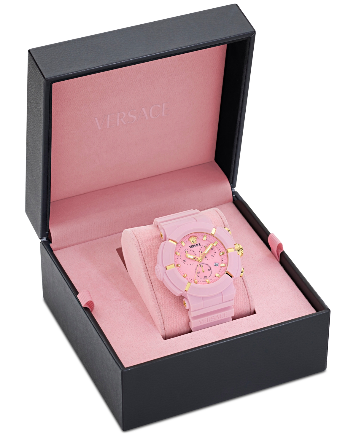 Versace Men's Swiss Chronograph Real Active Pink Tpu Strap Watch 45mm In Pink