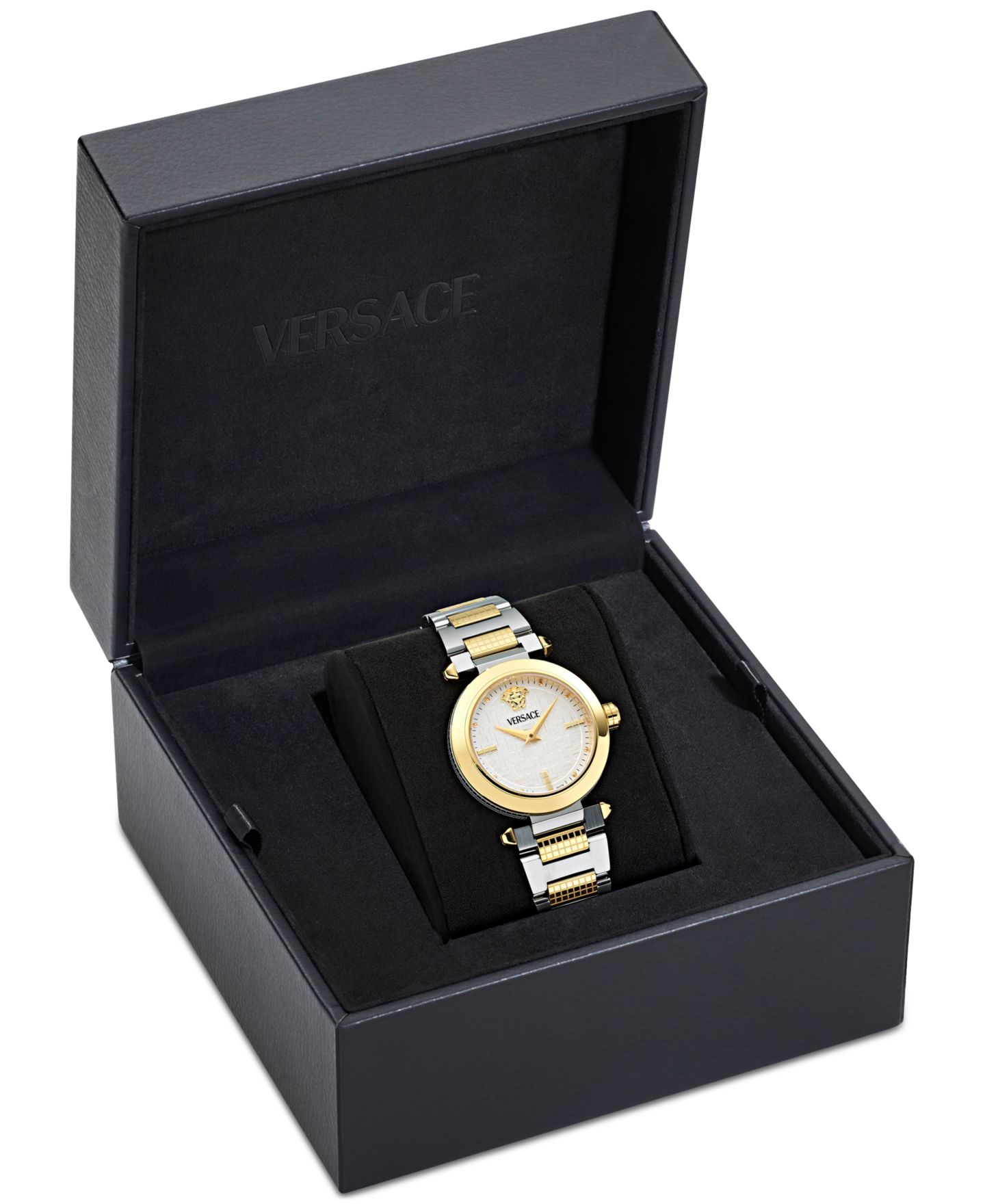 Женские часы Versace Swiss Greek Two-Tone Stainless Steel Bracelet Watch 35mm — фото 4