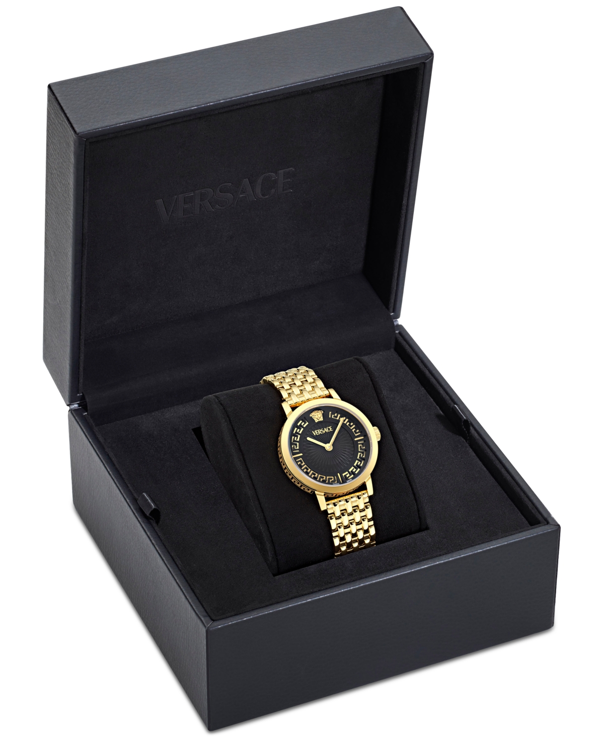 Versace Women's Swiss Greca Fortuna Gold Ion Plated Bracelet Watch 35mm In Gold