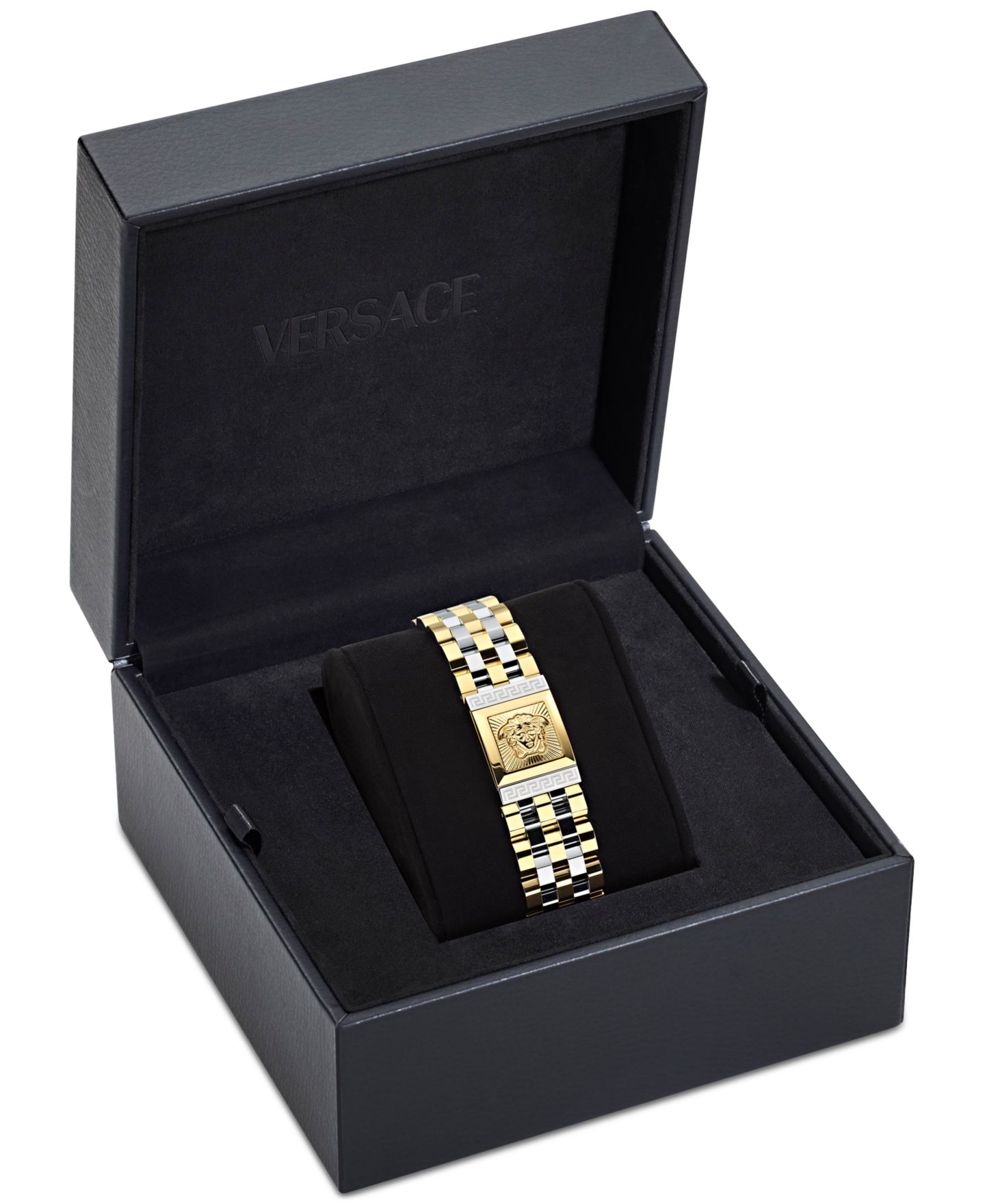 Женские часы Versace Swiss Reveal Square Two-Tone Stainless Steel Bracelet Watch 18x25mm — фото 4