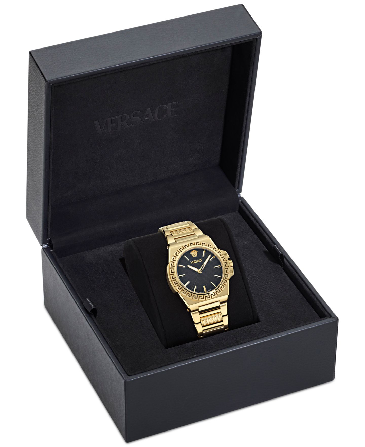 Женские часы Versace Swiss Greca Reaction Gold Ion Plated Bracelet Watch 38mm — фото 4