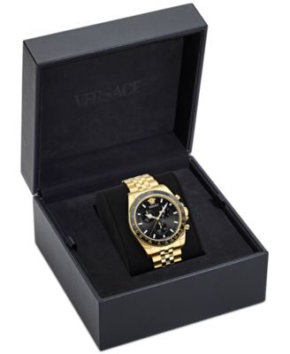 Men's Swiss Chronograph Greca Chrono Wave Gold Ion Plated Bracelet Watch 43mm