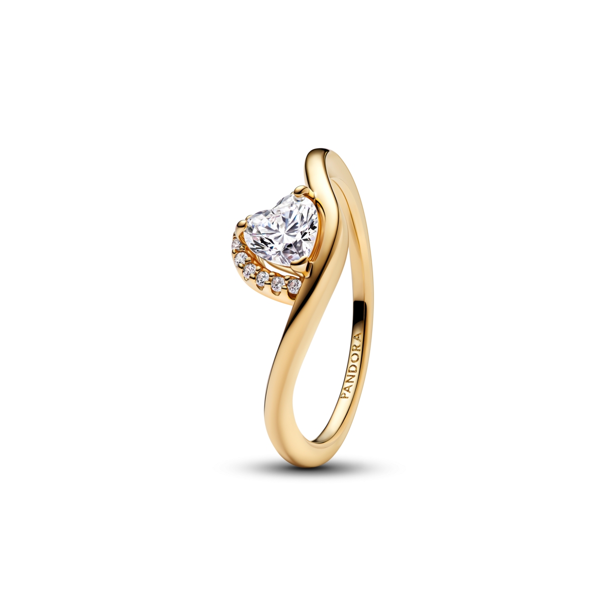 Pandora 14k Gold Plated Wavy Heart Ring In Gold Plated