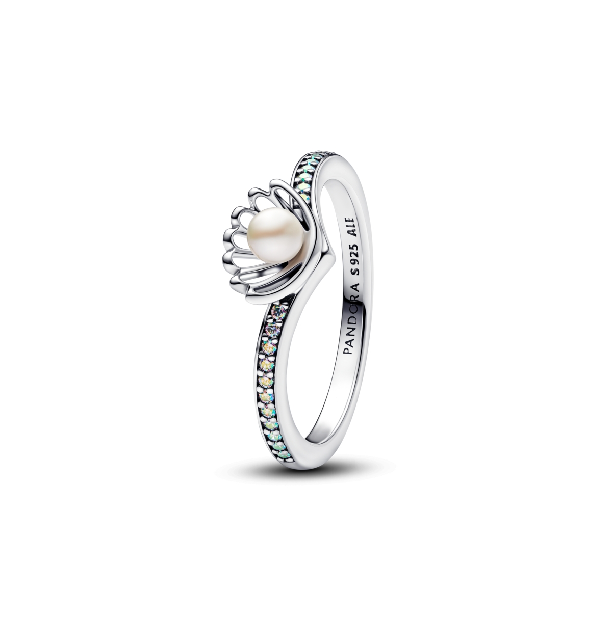 Pandora Disney Princess Ariel Shell Treated Cultured Pearl Ring In Sterling Silver