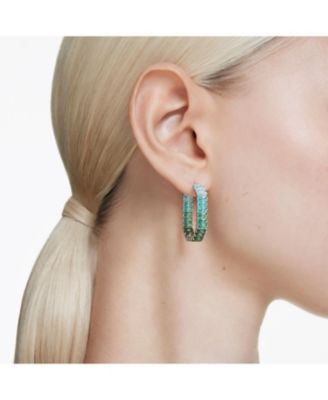 Matrix Rhodium Plated Baguette Cut Hoop Earrings