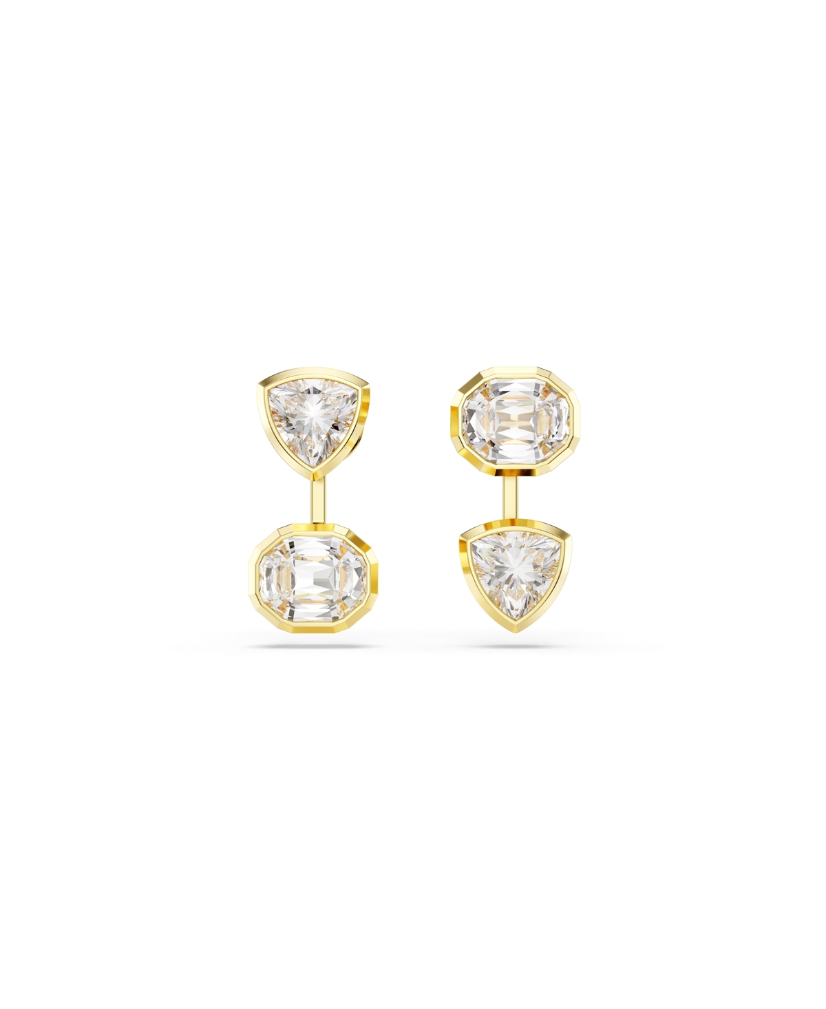 Imber Gold-Tone Plated Asymmetrical Design Jackets Earrings - White