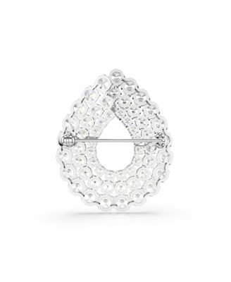 Matrix Rhodium Plated White Brooch