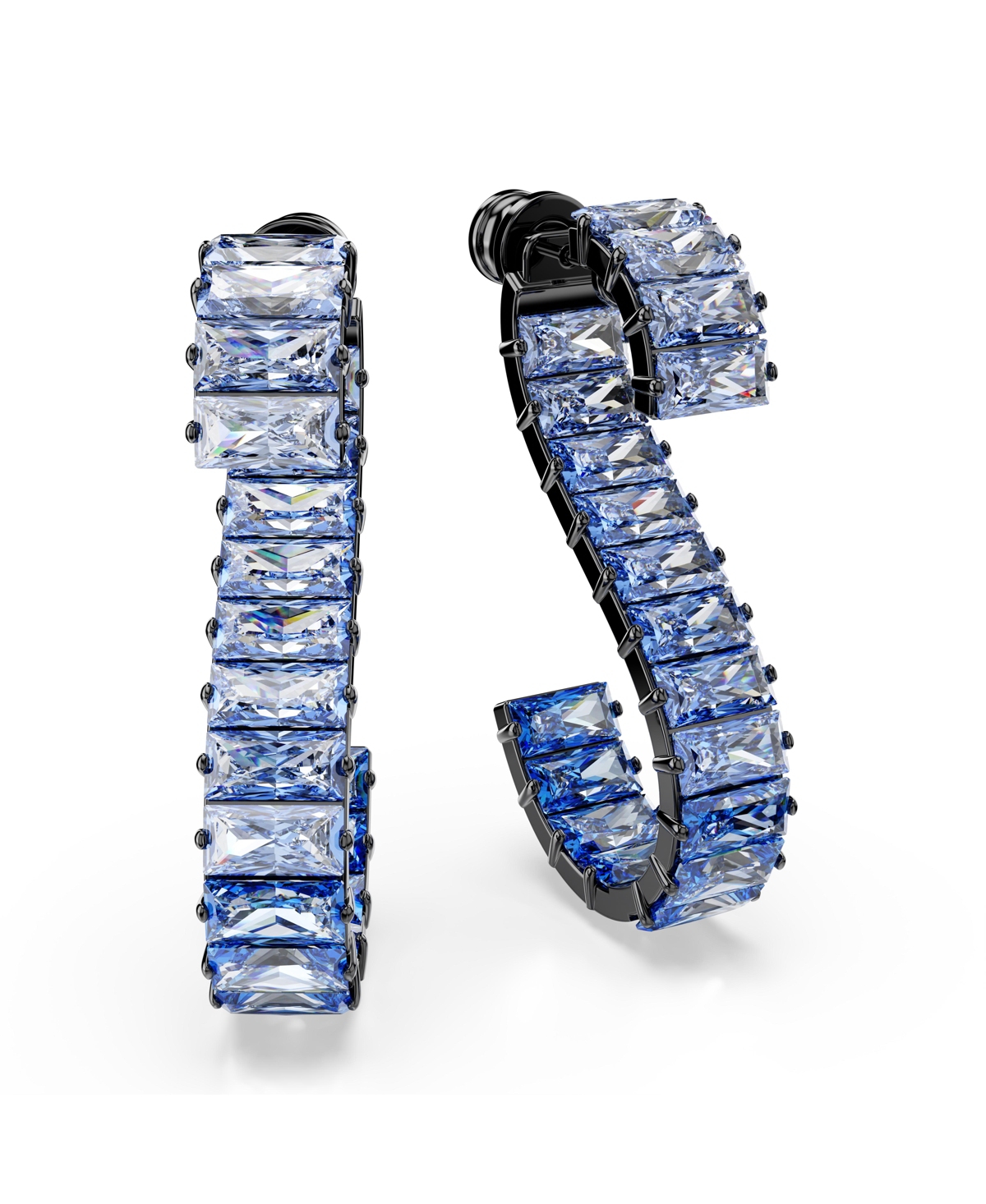 Swarovski Matrix Baguette Cut Crystal Drop Earrings In Blue