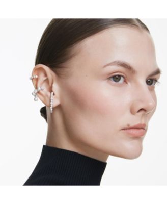 Matrix White Rhodium Plated Round Cut Ear Cuff Sets 