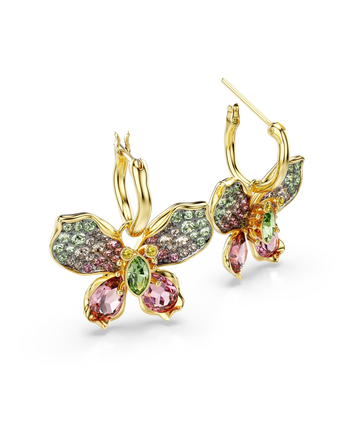 Swarovski Idyllia Mixed Metal Finish Butterfly Drop Earrings In Open Misce