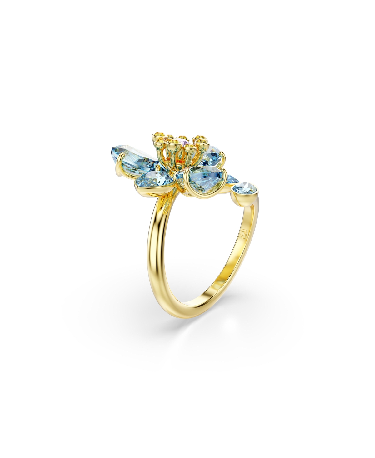 Shop Swarovski Idyllia Gold-tone Plated Blue Open Ring